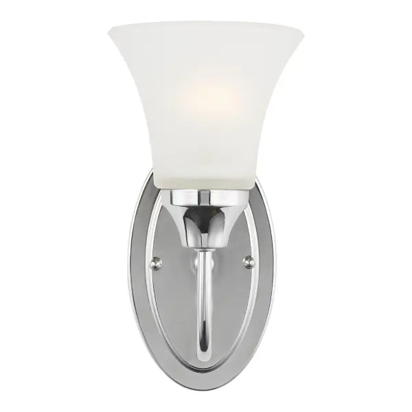 Collection: Holman Rooms: Bathroom, Bedroom, Entry Room/Hallway Finish: Chrome Glass: Satin Etched Width: 5.25" Height: 10.25" Weight: 1.90 lb Extension from Wall: 7.25" Wire: 6.5" Black/White Canopy: DP:0.75'' W:4.5'' H:7.5'' OB UP:6.5'' OB DOWN:3.75'' Oval Number of Bulbs: 1 Maximum Wattage: 60.00 W Bulb Type: A19 Bulb Base: Medium Voltage: 120.00 V Material: Steel Country of Origin: Vietnam Safety Listing: UL Safety Rating: Damp Title 24 Spec Sheet Instructions