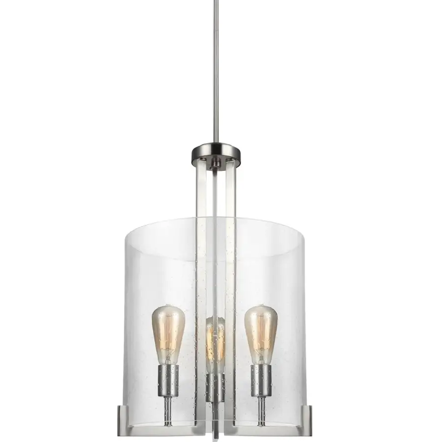 Dawes Three Light Hall Foyer Pendant in Brushed Nickel