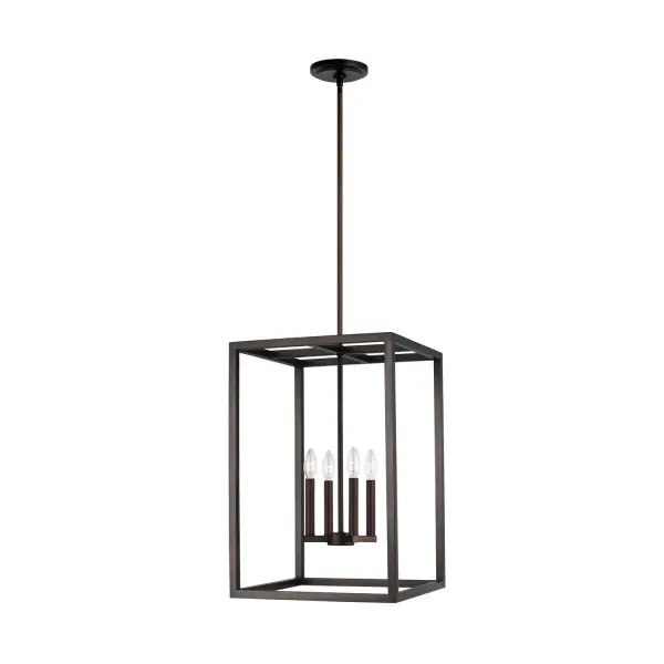Collection: Moffet Street Designer: Sea Gull Rooms: Dining Room, Entry Room/Hallway, Kitchen Finish: Bronze Width: 15.50" Height: 23.13" Length: 15.50" Weight: 12.00 lb Wire: 120" Brown Rod: (3) 12",(1) 6" Canopy: D:5'' H:0.75'' Round Number of Bulbs: 4 Maximum Wattage: 60.00 W Bulb Type: Torpedo Bulb Base: Candelabra Voltage: 120.00 V Material: Steel Country of Origin: China Safety Listing: cETL Safety Rating: Damp Title 24 Spec Sheet Instructions Parts Diagram