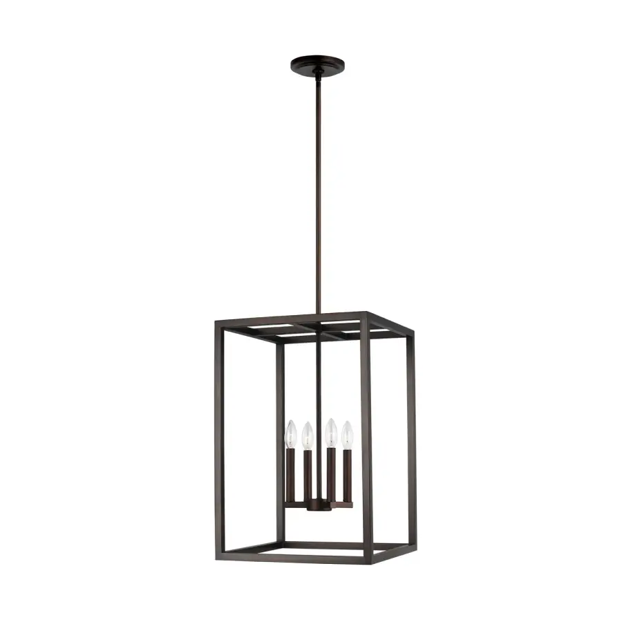 Moffet Street Four Light Hall Foyer Pendant in Bronze