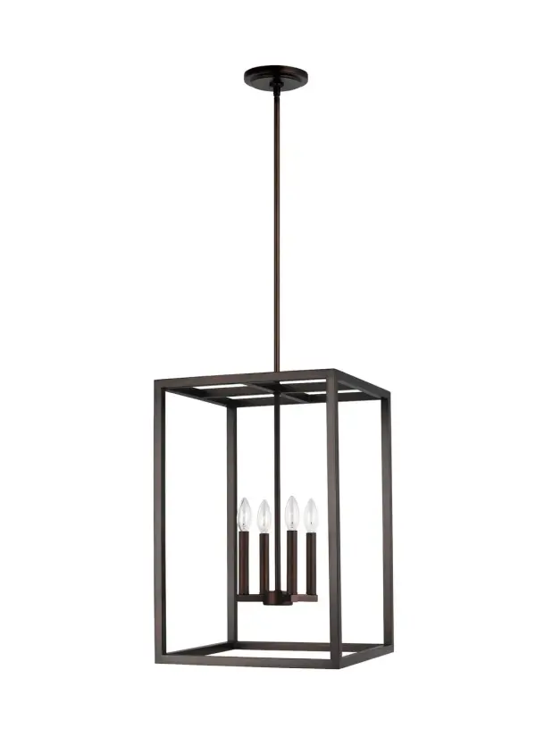 Collection: Moffet Street Designer: Sea Gull Rooms: Dining Room, Entry Room/Hallway, Kitchen Finish: Bronze Width: 15.50" Height: 23.13" Length: 15.50" Weight: 12.00 lb Wire: 120" Brown Rod: (3) 12",(1) 6" Canopy: D:5'' H:0.75'' Round Bulbs Included Number of Bulbs: 4 Maximum Wattage: 3.50 W Bulb Type: Torpedo Bulb Base: Candelabra Light Output: 350.00 lm Color Temperature: 2700 K CRI: 90 Rated Average Life: 25000 Voltage: 120.00 V Material: Steel Country of Origin: China Safety Listing: cETL Safety Rating: Damp Energy Star Title 24 LED Spec Sheet Instructions Parts Diagram