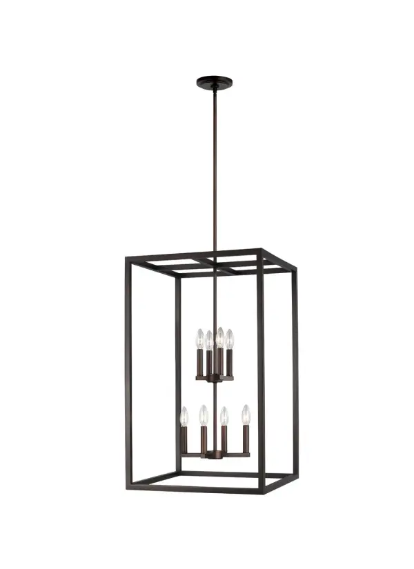 Collection: Moffet Street Designer: Sea Gull Rooms: Dining Room, Entry Room/Hallway, Kitchen Finish: Bronze Width: 19.00" Height: 31.13" Length: 19.00" Weight: 15.90 lb Wire: 120" Brown Rod: (3) 12",(1) 6" Canopy: D:5'' H:0.75'' Round Bulbs Included Number of Bulbs: 8 Maximum Wattage: 3.50 W Bulb Type: Torpedo Bulb Base: Candelabra Light Output: 350.00 lm Color Temperature: 2700 K CRI: 90 Rated Average Life: 25000 Voltage: 120.00 V Material: Steel Country of Origin: China Safety Listing: cETL Safety Rating: Damp Energy Star Title 24 LED Spec Sheet Instructions Parts Diagram