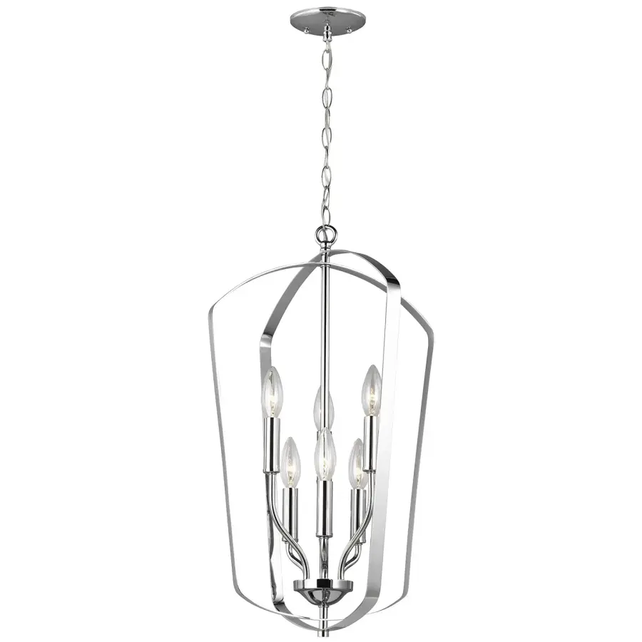 Romee 6-Light Hall Foyer Pendant in Chrome