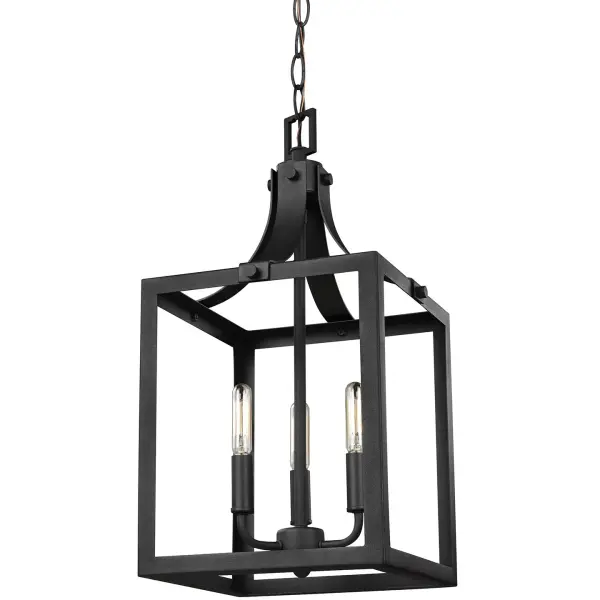 Collection: Labette Designer: Sea Gull Rooms: Dining Room, Entry Room/Hallway, Kitchen Finish: Black Width: 10.00" Height: 19.75" Length: 10.00" Weight: 5.50 lb Chain: 72" Wire: 120" Black Canopy: D:5'' H:0.875'' Round Number of Bulbs: 3 Maximum Wattage: 60.00 W Bulb Type: Torpedo Bulb Base: Candelabra Voltage: 120.00 V Blade Finish: all fixtures are California Title 24 compliant.`` Material: Steel Country of Origin: Vietnam Safety Listing: cETL Safety Rating: Damp Connection: Hardwired Title 24 Manufacturer Warranty: 1 Year Warranty for standard fixtures Spec Sheet Instructions Parts Diagram