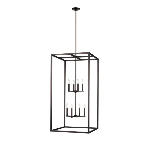 Collection: Moffet Street Designer: Sea Gull Rooms: Dining Room, Entry Room/Hallway, Kitchen Finish: Bronze Width: 23.50" Height: 46.00" Length: 23.50" Weight: 17.00 lb Wire: 120" Brown Rod: (3) 12",(1) 6" Canopy: D:5'' H:0.75'' Round Number of Bulbs: 8 Maximum Wattage: 60.00 W Bulb Type: Torpedo Bulb Base: Candelabra Voltage: 120.00 V Material: Steel Country of Origin: China Safety Listing: cETL Safety Rating: Damp Title 24 Spec Sheet Instructions Parts Diagram