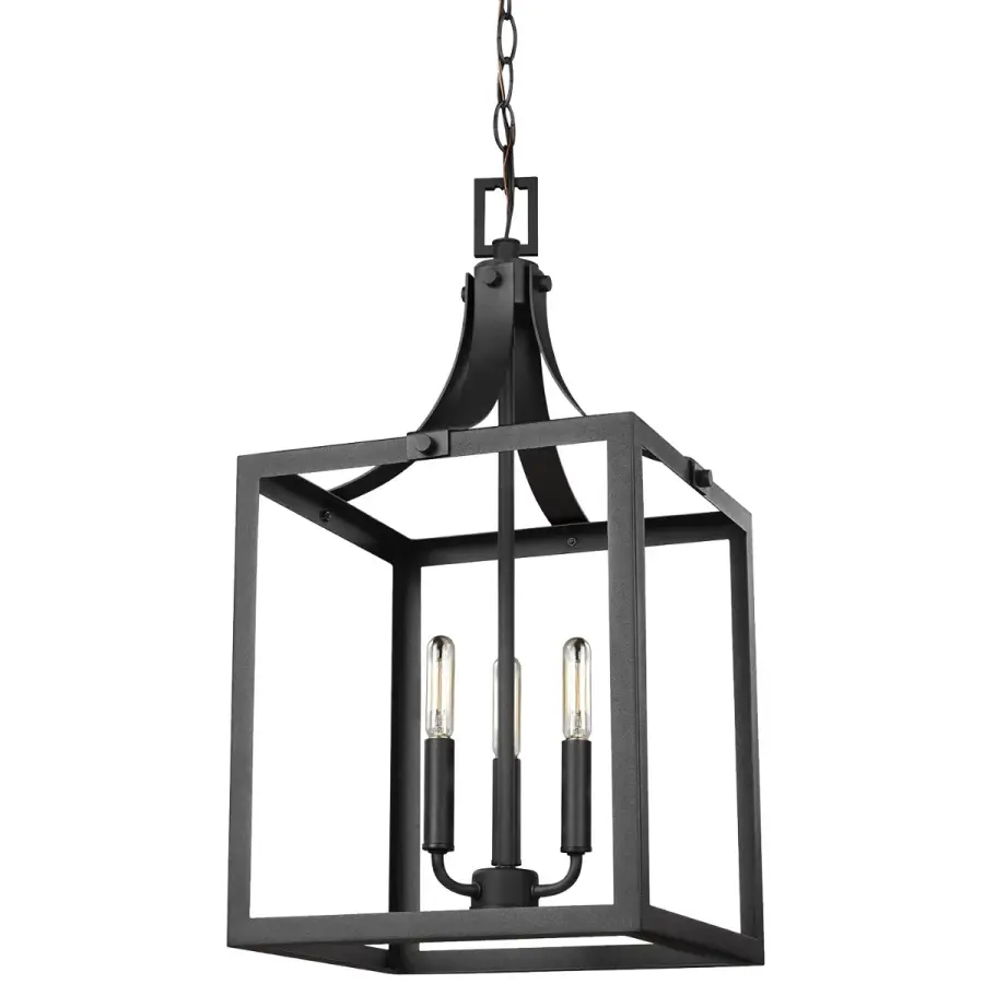 Labette Three Light Hall Foyer Pendant in Black