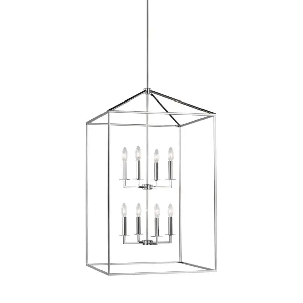 Collection: Perryton Designer: Sea Gull Rooms: Dining Room, Entry Room/Hallway, Kitchen Finish: Chrome Width: 22.00" Height: 38.00" Length: 22.00" Weight: 14.10 lb Wire: 120" Clear Silver Rod: (3) 12",(1) 6" Canopy: D:5'' H:0.75'' Round Bulbs Included Number of Bulbs: 8 Maximum Wattage: 3.50 W Bulb Type: Torpedo Bulb Base: Candelabra Light Output: 350.00 lm Color Temperature: 2700 K CRI: 90 Rated Average Life: 25000 Voltage: 120.00 V Material: Steel Country of Origin: China Safety Listing: cETL Safety Rating: Damp Energy Star Title 24 LED Spec Sheet Instructions Parts Diagram
