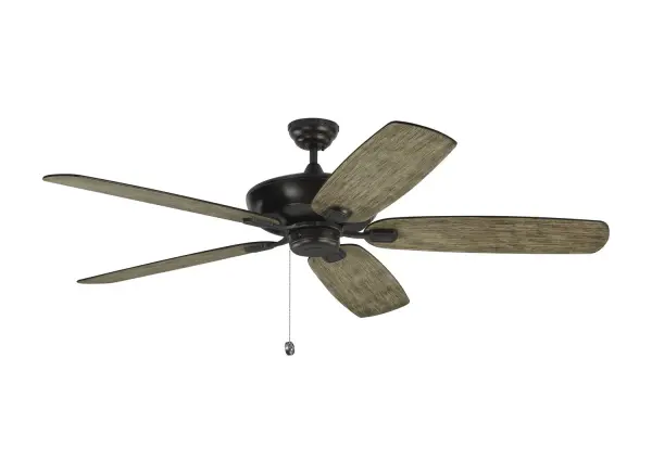 Collection: Colony Rooms: Bathroom, Enclosed Patios/Porches, Garage Finish: Aged Pewter Width: 60.00" Height: 13.50" Weight: 18.91 lb Canopy: 5.15" Airflow: 5489 CFM Electricity Use: 47 W Airflow Efficiency: 76 CFM/W Blade Pitch: 12° Blade Finish: Light Grey Weathered Oak/Light Grey Weathered Oak Blade Quantity: 5 Light Kit: Adaptable Control: Pull Chain Operation, 3-speed, Manual Reverse Switch Downrod: 4.5" Material: Steel Country of Origin: China Safety Listing: cETL Safety Rating: Damp Spec Sheet Instructions Parts Diagram