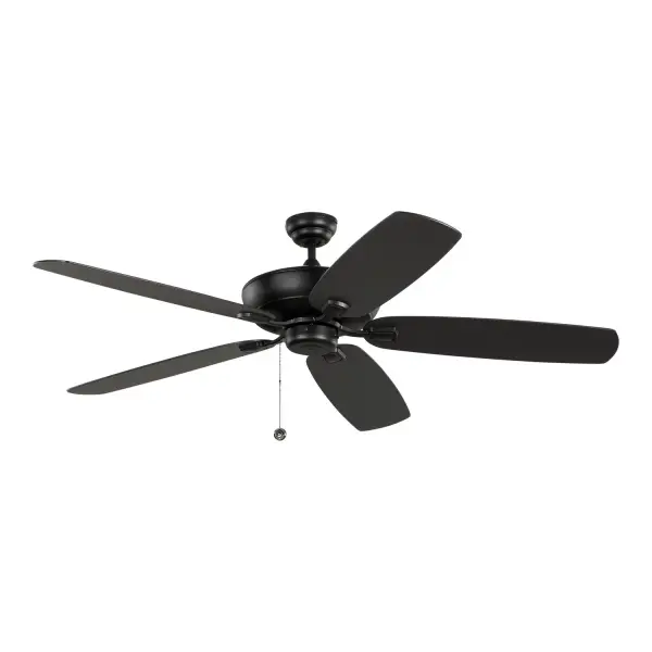 Collection: Colony Rooms: Bathroom, Enclosed Patios/Porches, Garage Finish: Midnight Black Width: 60.00" Height: 13.50" Weight: 18.91 lb Canopy: 5.15" Airflow: 5489 CFM Electricity Use: 47 W Airflow Efficiency: 76 CFM/W Blade Pitch: 12° Blade Finish: American Walnut/American Walnut Blade Quantity: 5 Light Kit: Adaptable Control: Pull Chain Operation, 3-speed, Manual Reverse Switch Downrod: 4.5" Country of Origin: China Safety Listing: cETL Safety Rating: Damp Spec Sheet Instructions