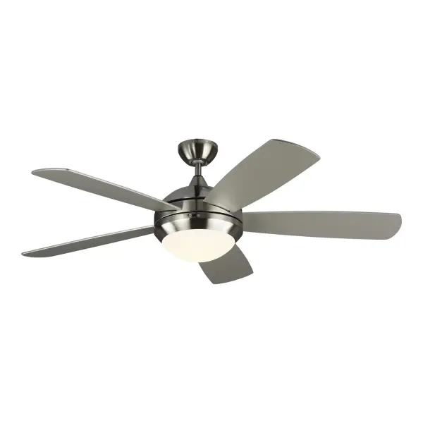 Discus 52" Ceiling Fan with LED Light in Brushed Steel