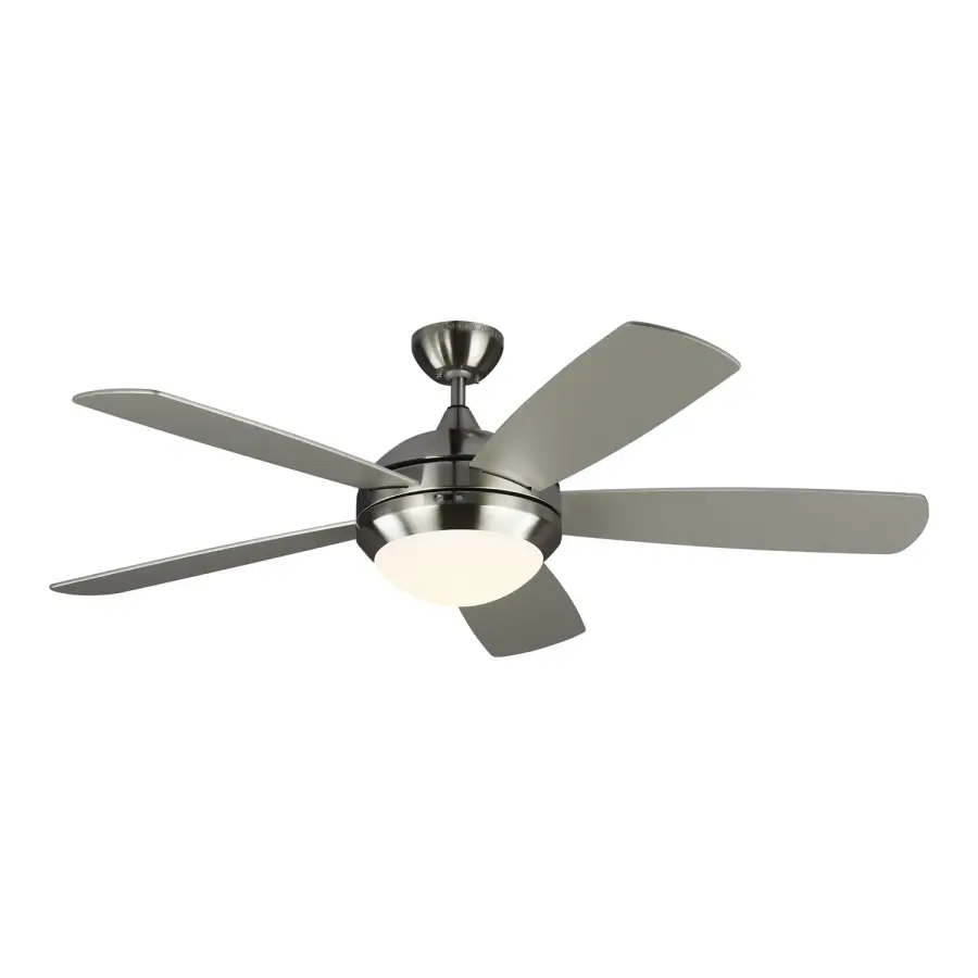 Discus 52" Ceiling Fan with LED Light in Brushed Steel