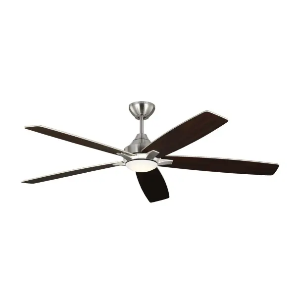 Collection: Lowden Rooms: Bedroom, Family Room, Office Finish: Brushed Steel Glass: Frosted Width: 60.00" Height: 14.90" Weight: 16.80 lb Canopy: D:5 13/16'' H:2.75'' Round Bulbs Included Number of Bulbs: 1 Maximum Wattage: 20.00 W Bulb Type: Array Bulb Base: Integrated Light Source: LED Light Output: 715.00 lm Color Temperature: 3000 K CRI: 90 Rated Average Life: 50000 Voltage: 120.00 V Airflow: 6729 CFM Electricity Use: 24 W Airflow Efficiency: 173 CFM/W Blade Pitch: 12° Blade Span: 60" Blade Finish: Silver/American Walnut reversible blades/Silver/American Walnut reversible blades Blade Quantity: 5 Light Kit: Included Control: Handheld Remote, 6-speed, Reverse and Dimmer Downrod: 6" Material: Acrylic Country of Origin: China Safety Listing: cETL Safety Rating: Damp Energy Star Title 24 LED Spec Sheet Instructions