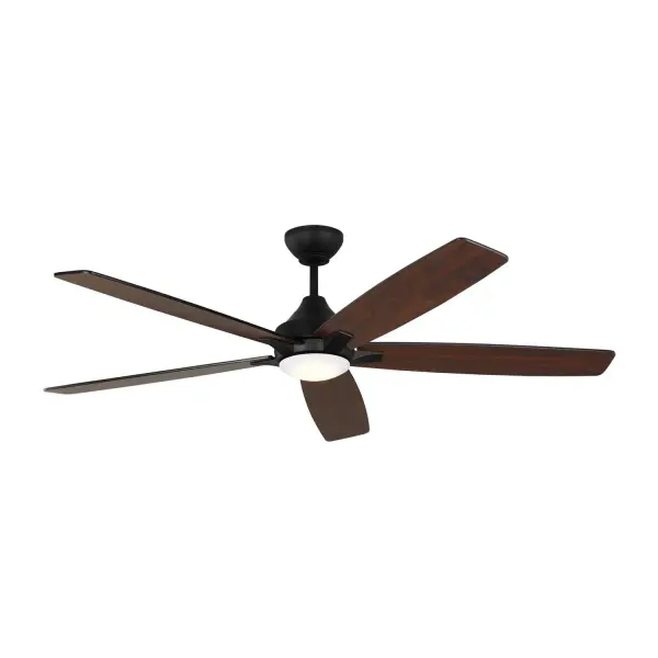 Collection: Lowden Rooms: Bedroom, Family Room, Office Finish: Midnight Black Glass: Frosted Width: 60.00" Height: 14.90" Weight: 16.80 lb Canopy: D:5 13/16'' H:2.75'' Round Bulbs Included Number of Bulbs: 1 Maximum Wattage: 20.00 W Bulb Type: Array Bulb Base: Integrated Light Source: LED Light Output: 715.00 lm Color Temperature: 3000 K CRI: 90 Rated Average Life: 50000 Voltage: 120.00 V Airflow: 6729 CFM Electricity Use: 24 W Airflow Efficiency: 173 CFM/W Blade Pitch: 12° Blade Span: 60" Blade Finish: Midnight Black/American Walnut reversible blades/Midnight Black/American Walnut reversible blades Blade Quantity: 5 Light Kit: Included Control: Handheld Remote, 6-speed, Reverse and Dimmer Downrod: 6" Material: Acrylic Country of Origin: China Safety Listing: cETL Safety Rating: Damp Energy Star Title 24 LED Spec Sheet Instructions