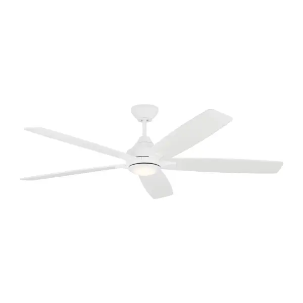 Collection: Lowden Rooms: Bedroom, Family Room, Office Finish: Matte White Glass: Frosted Width: 60.00" Height: 14.90" Weight: 16.80 lb Canopy: D:5 13/16'' H:2.75'' Round Bulbs Included Number of Bulbs: 1 Maximum Wattage: 20.00 W Bulb Type: Array Bulb Base: Integrated Light Source: LED Light Output: 715.00 lm Color Temperature: 3000 K CRI: 90 Rated Average Life: 50000 Voltage: 120.00 V Airflow: 6729 CFM Electricity Use: 24 W Airflow Efficiency: 173 CFM/W Blade Pitch: 12° Blade Span: 60" Blade Finish: Matte White/Matte White Blade Quantity: 5 Light Kit: Included Control: Handheld Remote, 6-speed, Reverse and Dimmer Downrod: 6" Material: Acrylic Country of Origin: China Safety Listing: cETL Safety Rating: Damp Energy Star Title 24 LED Spec Sheet Instructions