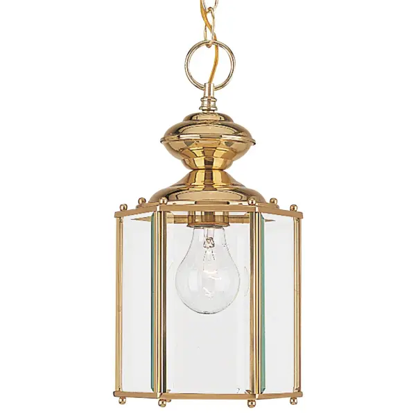 Collection: Classico Designer: Sea Gull Rooms: Outdoor Finish: Polished Brass Glass: Clear Beveled Width: 7.00" Height: 12.50" Length: 8.25" Weight: 3.80 lb Chain: 48" Wire: 120" Gold Canopy: D:5'' H:0.75'' Round Number of Bulbs: 1 Maximum Wattage: 100.00 W Bulb Type: A19 Bulb Base: Medium Voltage: 120.00 V Material: Brass Country of Origin: China Safety Listing: UL Safety Rating: Damp Connection: Hardwired Title 24 Spec Sheet Instructions Parts Diagram
