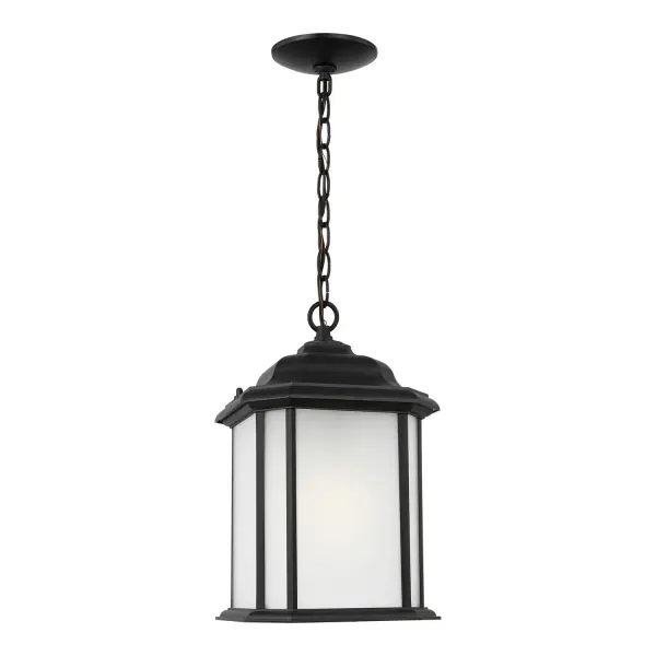 Collection: Kent Designer: Sea Gull Rooms: Outdoor Finish: Black Glass: Satin Etched Width: 8.38" Height: 15.25" Length: 8.38" Weight: 5.04 lb Chain: 36" Wire: 72" Black Canopy: D:5'' H:0.875'' Round Bulbs Included Number of Bulbs: 1 Maximum Wattage: 9.00 W Bulb Type: A19 Bulb Base: Medium Light Source: LED Light Output: 800.00 lm Color Temperature: 3000 K CRI: 90 Beam Spread: 230.00° Rated Average Life: 15000 Voltage: 120.00 V Material: Die Cast Aluminum Country of Origin: Vietnam Safety Listing: cETL Safety Rating: Damp Energy Star Title 24 LED Spec Sheet Instructions Parts Diagram