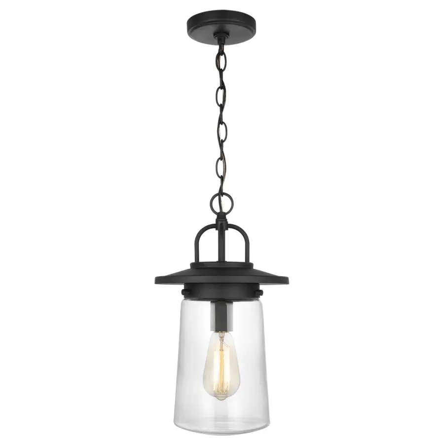 Tybee One Light Outdoor Pendant in Black