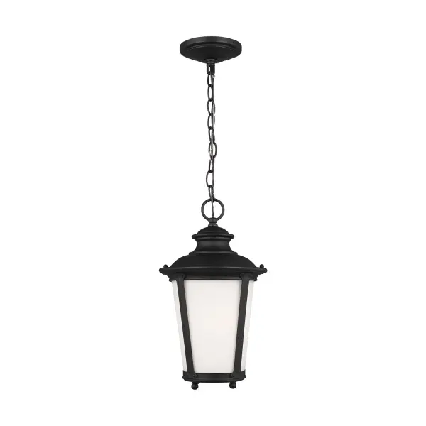 Collection: Cape May Designer: Sea Gull Rooms: Outdoor Finish: Black Glass: Etched / White Inside Width: 9.00" Height: 15.75" Weight: 3.30 lb Chain: 72" Wire: 120" Black Canopy: D:5.5'' H:1.25'' Round Number of Bulbs: 1 Maximum Wattage: 75.00 W Bulb Type: A19 Bulb Base: Medium Voltage: 120.00 V Material: Aluminum Country of Origin: China Safety Listing: cETL Safety Rating: Damp Spec Sheet Instructions Parts Diagram