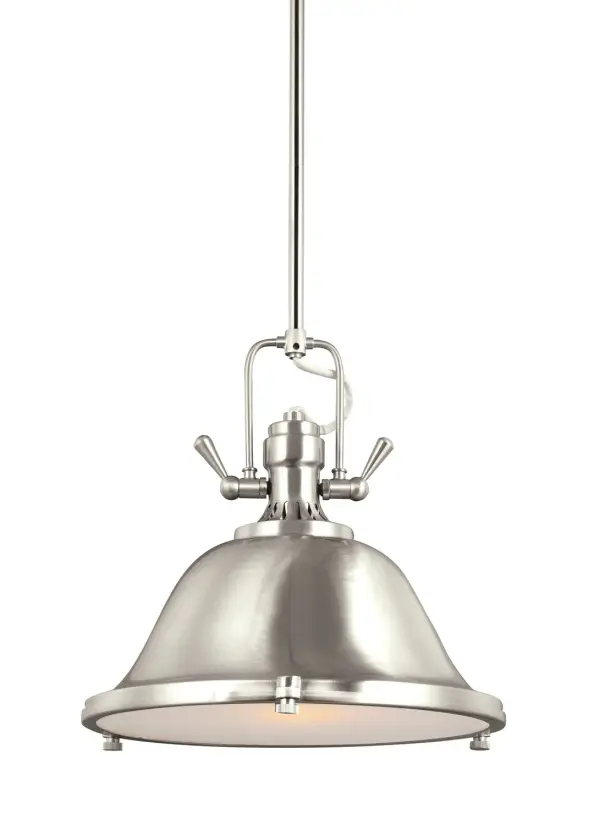 Collection: Stone Street Designer: Sea Gull Rooms: Dining Room, Entry Room/Hallway, Kitchen Finish: Brushed Nickel Glass: Satin Etched Notes: (3) 12`` Stems,(1) 6`` Stem Width: 13.25" Height: 12.00" Weight: 5.80 lb Chain: (1) 6`` Stem,(3) 12`` Stems Wire: 120" Clear Silver Rod: (3) 12",(1) 6" Canopy: D:6'' H:1'' Round Bulbs Included Number of Bulbs: 1 Maximum Wattage: 9.00 W Bulb Type: A19 Bulb Base: Medium Light Source: LED Light Output: 800.00 lm Color Temperature: 3000 K CRI: 90 Beam Spread: 230.00° Rated Average Life: 15000 Voltage: 120.00 V Material: Steel Country of Origin: China Safety Listing: cETL Safety Rating: Dry Connection: Hardwired Energy Star Title 24 LED Manufacturer Warranty: 1 Year Warranty for standard fixtures Spec Sheet Instructions Parts Diagram