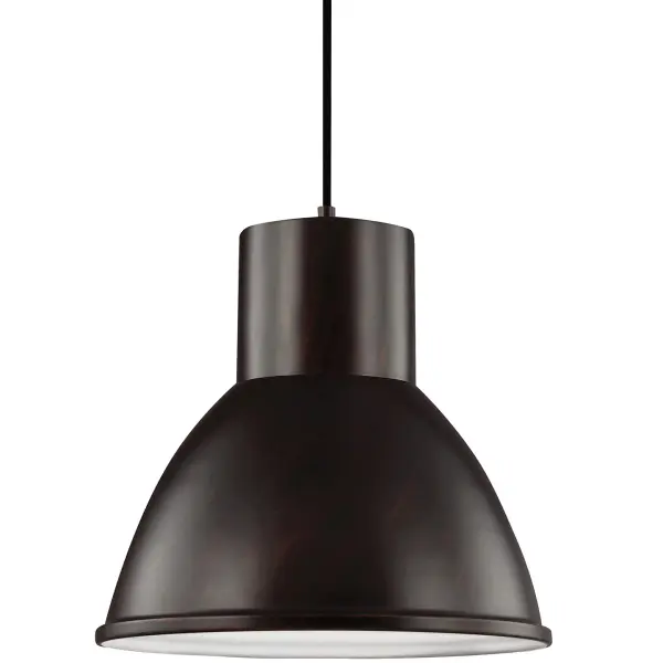 Collection: Division Street Designer: Sea Gull Rooms: Dining Room, Entry Room/Hallway, Kitchen Finish: Bronze Width: 15.00" Height: 14.00" Weight: 4.40 lb Wire: 144" Brown Canopy: D:4.75'' H:1'' Round Bulbs Included Number of Bulbs: 1 Maximum Wattage: 9.00 W Bulb Type: A19 Bulb Base: Medium Light Source: LED Light Output: 800.00 lm Color Temperature: 3000 K CRI: 90 Beam Spread: 230.00° Rated Average Life: 15000 Voltage: 120.00 V Material: Steel Country of Origin: Vietnam Safety Listing: cETL Safety Rating: Damp Connection: Hardwired Energy Star Title 24 LED Manufacturer Warranty: 1 Year Warranty for standard fixtures Spec Sheet Instructions Parts Diagram