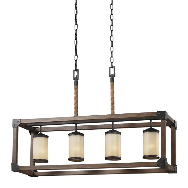 Collection: Dunning Designer: Sea Gull Rooms: Dining Room, Entry Room/Hallway, Kitchen Finish: Stardust Glass: Creme Parchment Width: 11.00" Height: 24.88" Length: 36.00" Weight: 20.00 lb Chain: 36" Wire: 120" Brown Canopy: DP:4.25'' W:13.375'' H:0.875'' Rectangular Number of Bulbs: 4 Maximum Wattage: 100.00 W Bulb Type: A19 Bulb Base: Medium Voltage: 120.00 V Material: Steel Country of Origin: China Safety Listing: cETL Safety Rating: Damp Connection: Hardwired Title 24 Spec Sheet Instructions Parts Diagram