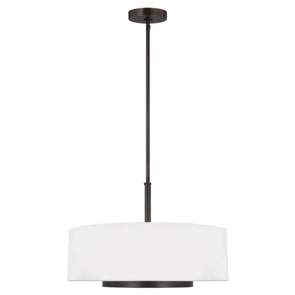 Collection: Nance Designer: Sea Gull Rooms: Dining Room, Entry Room/Hallway, Kitchen Finish: Bronze Glass: Satin Etched Notes: (3) 12`` Stems,(1) 6`` Stem Width: 19.25" Height: 13.50" Length: 19.25" Weight: 7.80 lb Wire: 120" Brown Rod: (3) 12",(1) 6" Canopy: D:5'' H:1'' Round Number of Bulbs: 3 Maximum Wattage: 100.00 W Bulb Type: A19 Bulb Base: Medium Voltage: 120.00 V Material: Steel Country of Origin: China Safety Listing: ETL Safety Rating: Damp Connection: Hardwired Title 24 Manufacturer Warranty: 1 Year Warranty for standard fixtures Spec Sheet Instructions Parts Diagram