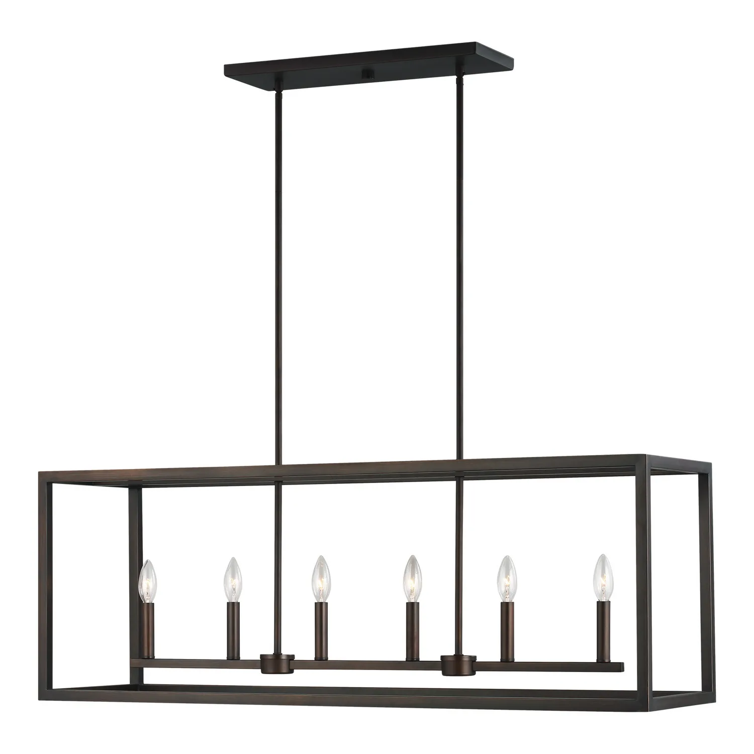 Moffet Street Six Light Island Pendant in Bronze