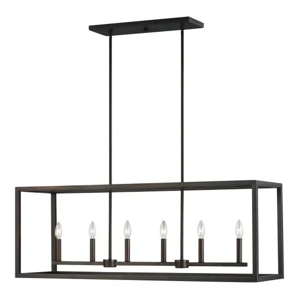 Moffet Street 6-Light Linear Island Pendant in Bronze