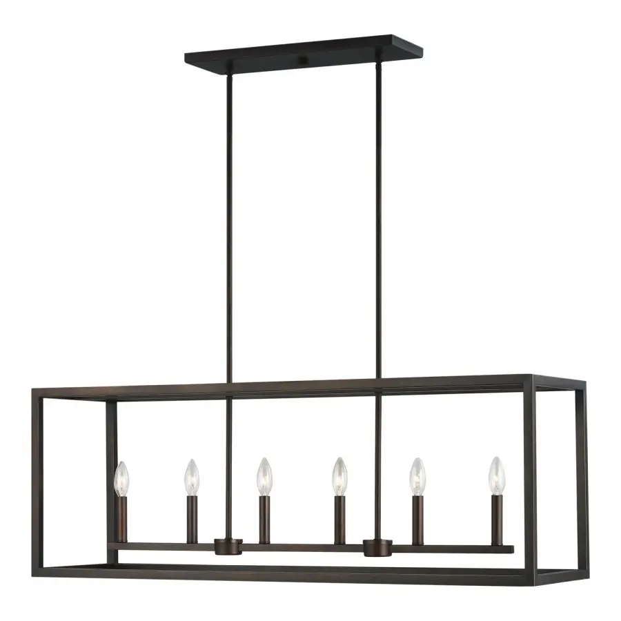 Moffet Street 6-Light Linear Island Pendant in Bronze