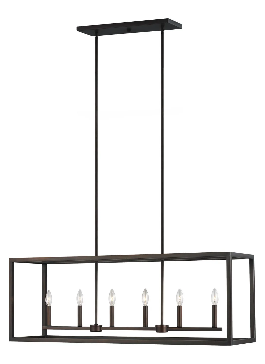 Moffet Street Six Light Island Pendant in Bronze