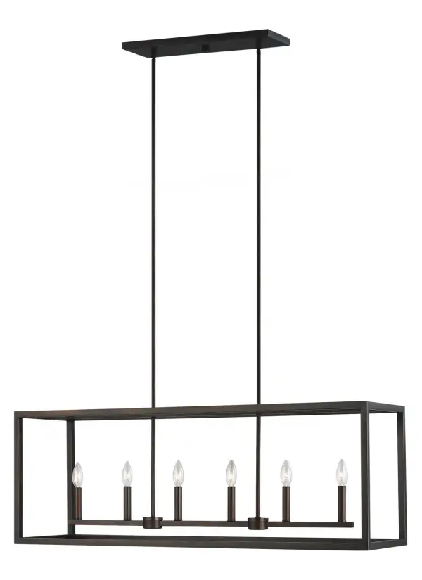 Moffet Street 6-Light Linear Island Pendant in Bronze