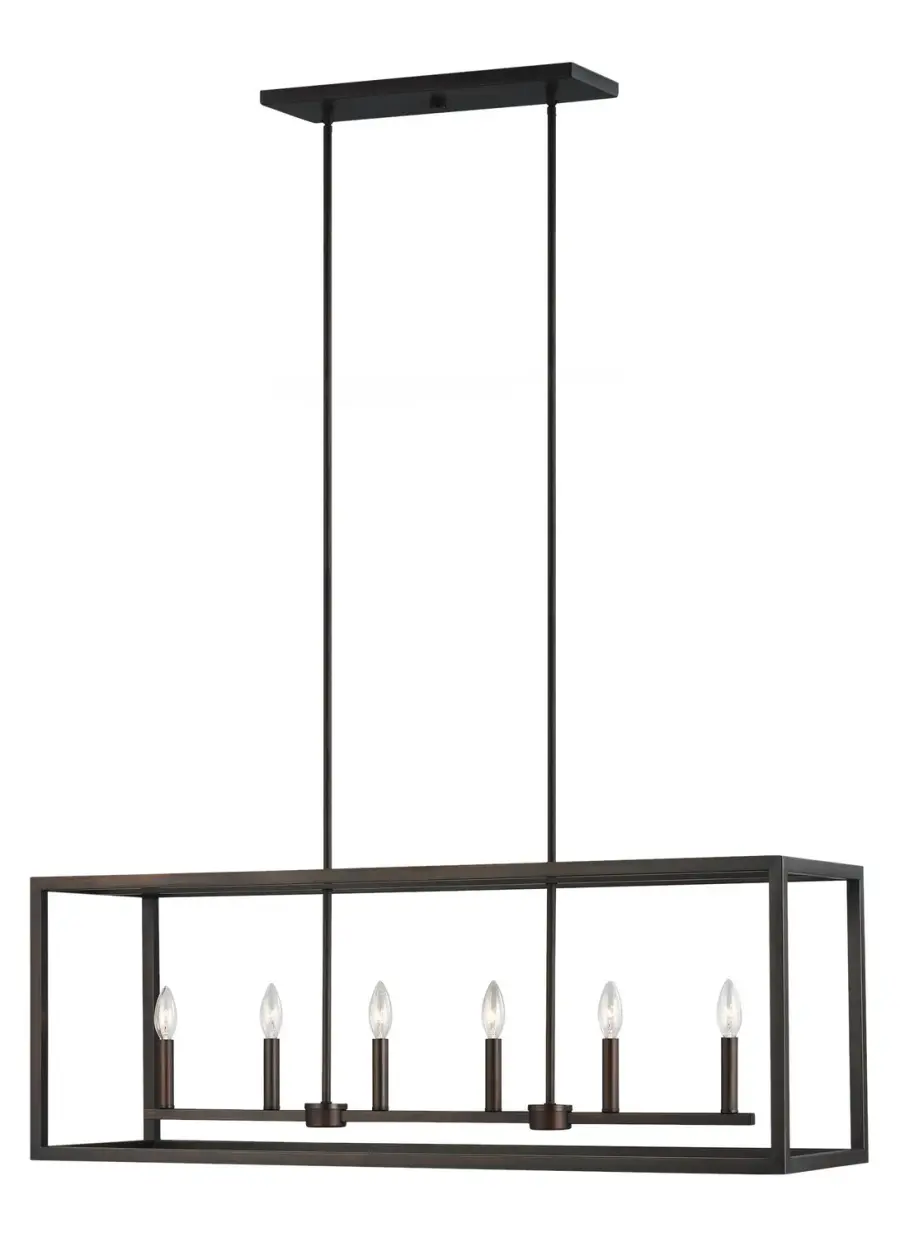 Moffet Street 6-Light Linear Island Pendant in Bronze