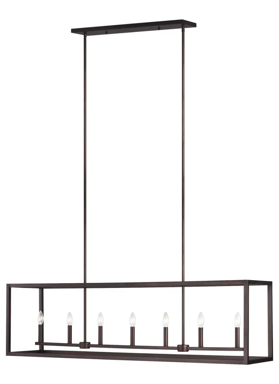 Moffet Street 7-Light Linear Island Pendant in Bronze