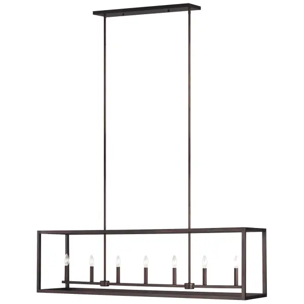 Moffet Street 7-Light Linear Island Pendant in Bronze