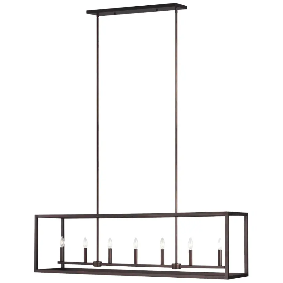 Moffet Street 7-Light Linear Island Pendant in Bronze