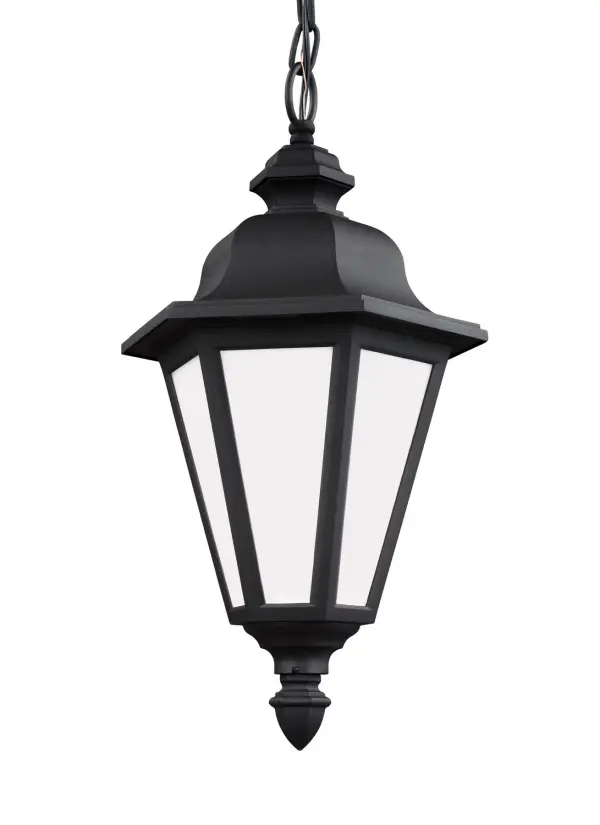 Collection: Brentwood Designer: Sea Gull Rooms: Outdoor Finish: Black Glass: Smooth White Width: 10.25" Height: 18.75" Weight: 5.20 lb Chain: 36" Wire: 120" Black Canopy: D:5.375'' H:1 3/16'' Round Bulbs Included Number of Bulbs: 1 Maximum Wattage: 9.00 W Bulb Type: A19 Bulb Base: Medium Light Source: LED Light Output: 800.00 lm Color Temperature: 3000 K CRI: 90 Beam Spread: 230.00° Rated Average Life: 15000 Voltage: 120.00 V Material: Die Cast Aluminum Country of Origin: Vietnam Safety Listing: UL Safety Rating: Damp Connection: Hardwired Energy Star Title 24 LED Manufacturer Warranty: 1 Year Warranty for standard fixtures Spec Sheet Instructions Parts Diagram