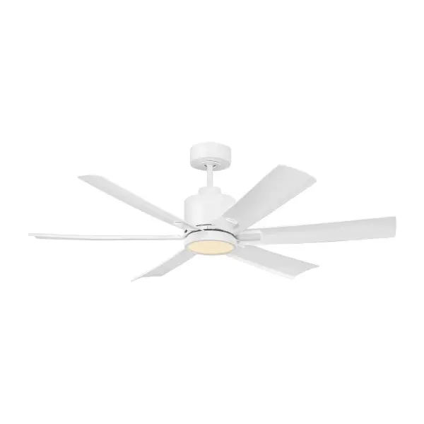 Collection: Flera Smart 52 LED Designer: Sean Lavin Rooms: Bedroom, Living Room, Great Room, Bathroom, Office, Library, Covered Patios/Porches, Garage Finish: Matte White Glass: Frosted Width: 65.00" Height: 15.10" Weight: 16.20 lb Wire: 78" Canopy: D:5.875'' H:3'' Round Bulbs Included Number of Bulbs: 1 Maximum Wattage: 20.00 W Bulb Type: Array Bulb Base: Integrated Light Source: LED Light Output: 1400.00 lm Color Temperature: 3000 K CRI: 90 Rated Average Life: 50000 Voltage: 120.00 V Airflow: 5308 CFM Airflow Efficiency: 162 CFM/W Blade Pitch: 12° Blade Finish: Matte White ABS/Matte White ABS Blade Quantity: 6 Light Kit: Included Control: Handheld Remote, 6-speed, Reverse and Dimmer Downrod: 6" Material: Steel Country of Origin: China Safety Listing: cUL Safety Rating: Damp Energy Star Title 24 LED Spec Sheet Instructions