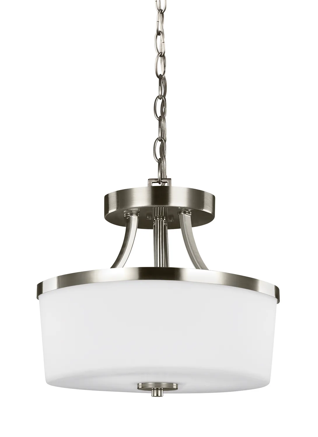 Hettinger Two Light Semi-Flush Convertible Pendant in Brushed Nickel