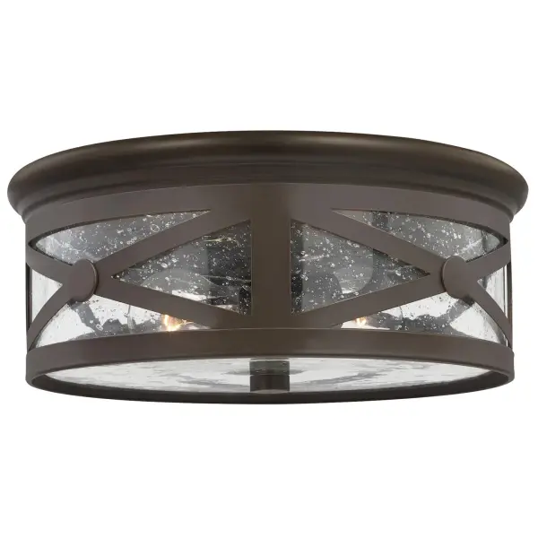 Outdoor Ceiling Two Light Flush Mount in Antique Bronze