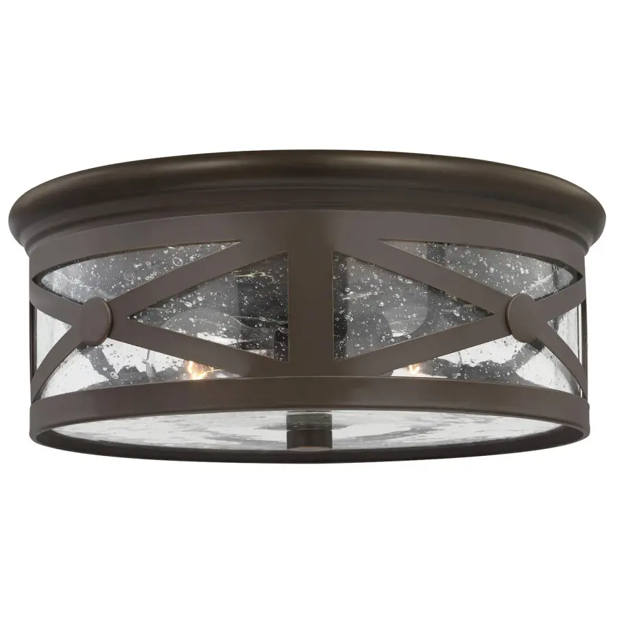 Outdoor Ceiling Two Light Flush Mount in Antique Bronze