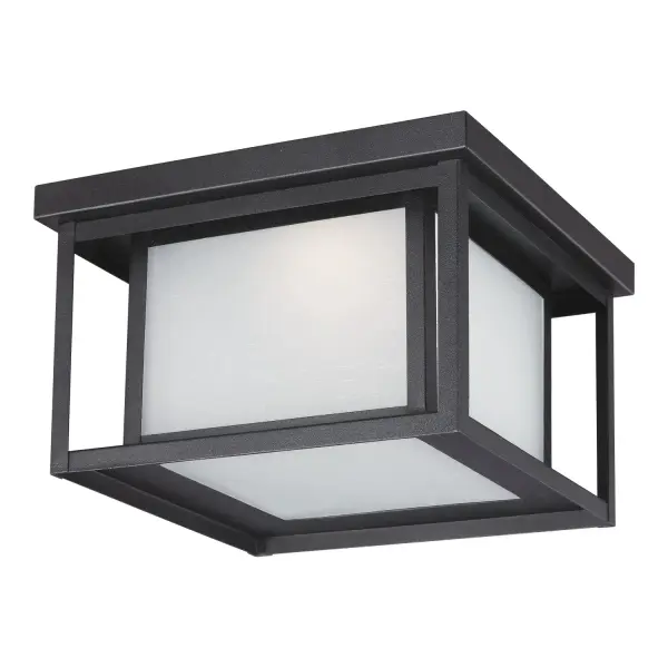 The Hunnington LED flush mount delivers 1000 lumens of warm 2700K light in a compact 10-inch profile. Its damp-rated aluminum construction and integrated LED make it ideal for covered outdoor spaces.
