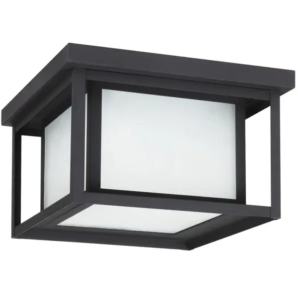 Hunnington Two Light Outdoor Flush Mount in Black