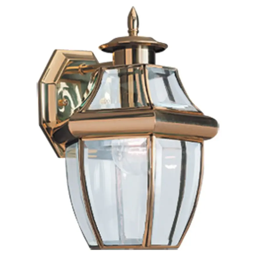 Lancaster Outdoor Wall Lantern in Polished Brass