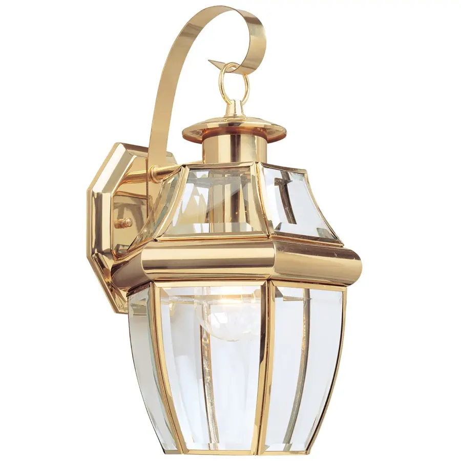 Lancaster Outdoor Wall Lantern in Polished Brass