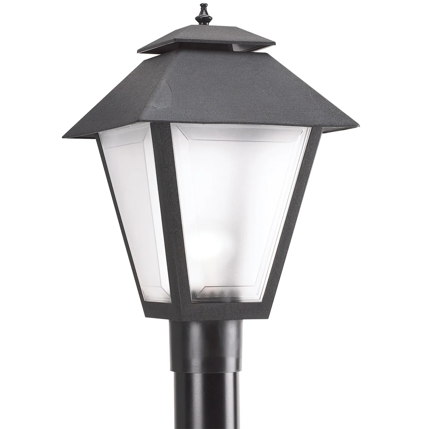 Polycarbonate Outdoor Post Lantern in Black