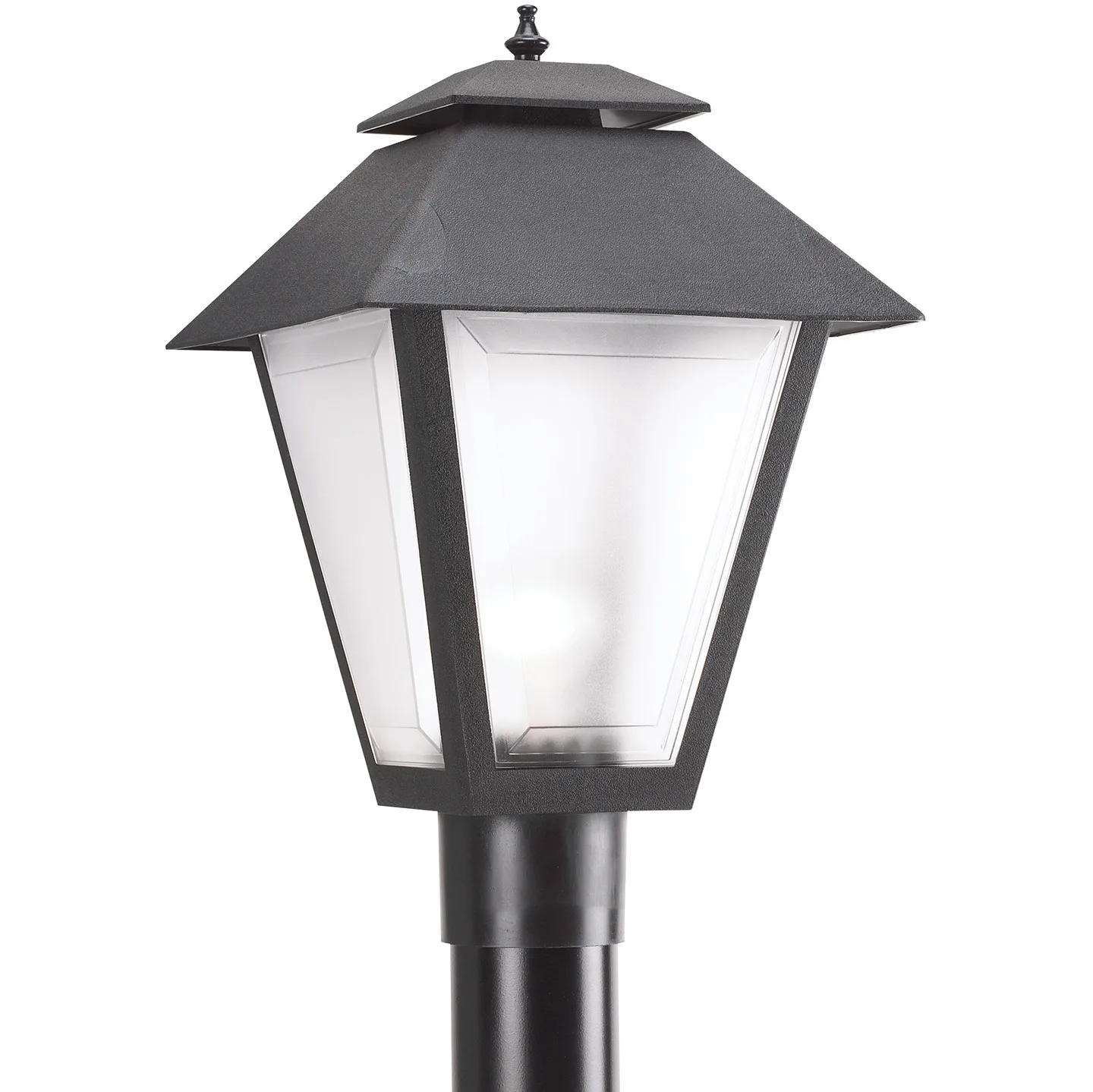 Polycarbonate Outdoor Post Lantern in Black
