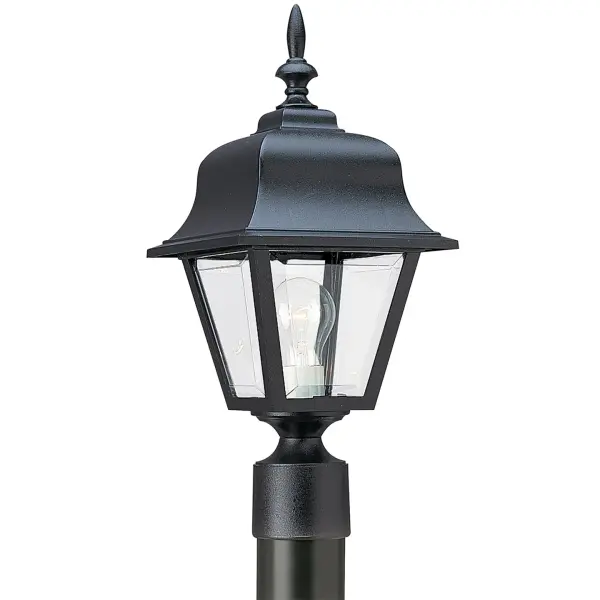Polycarbonate Outdoor Post Lantern in Black