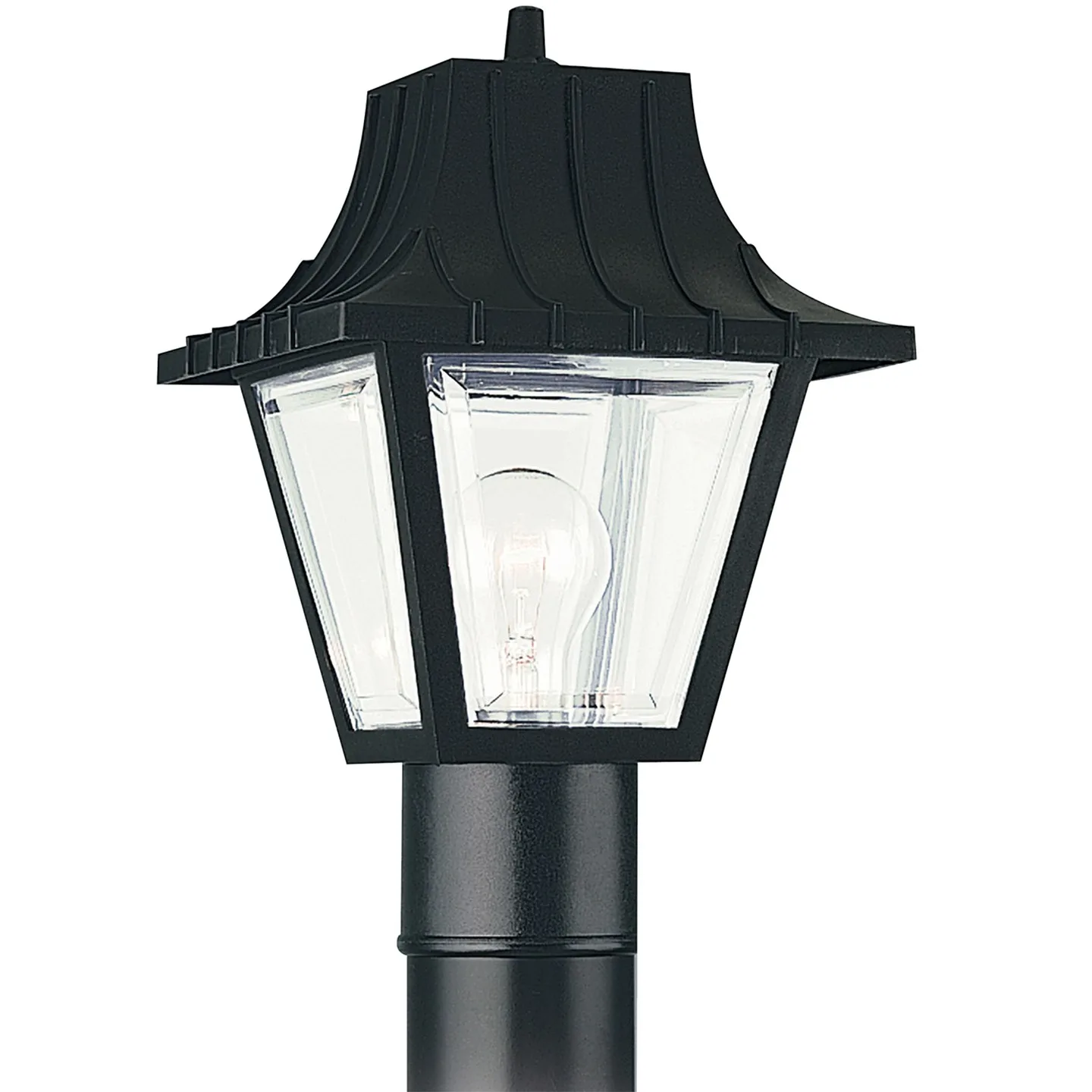 Polycarbonate Outdoor Post Lantern in Black