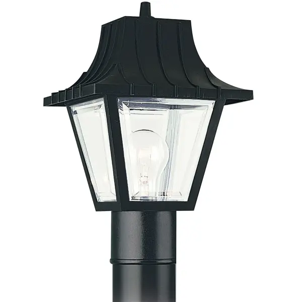 Polycarbonate Outdoor Post Lantern in Black