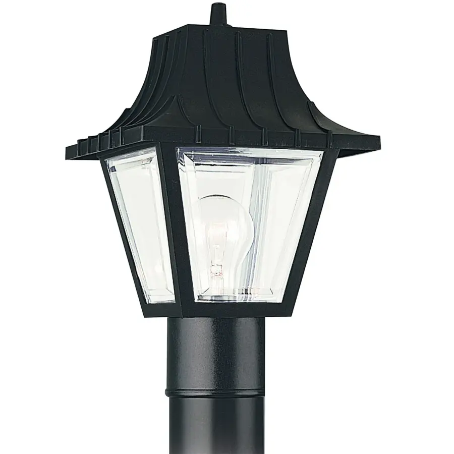 Polycarbonate Outdoor Post Lantern in Black